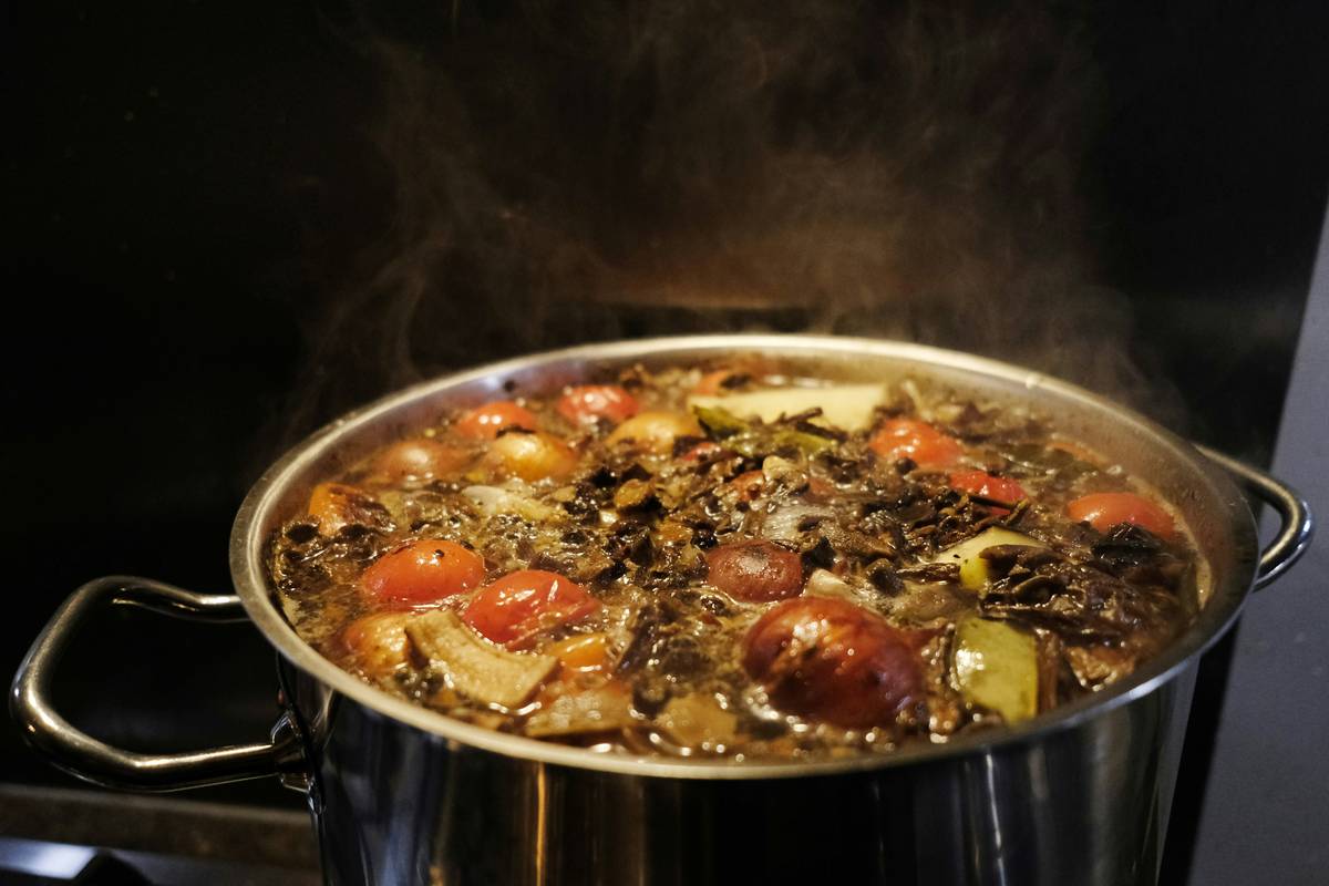 Homemade organic vegetable soup promoting Healthy Eating
